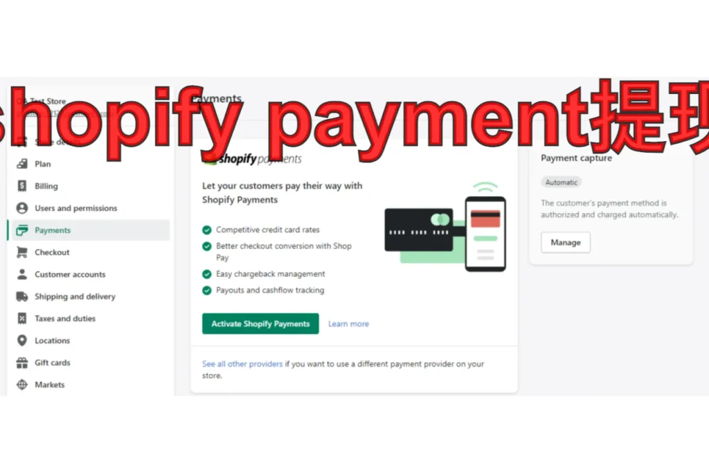 shopify payment提现